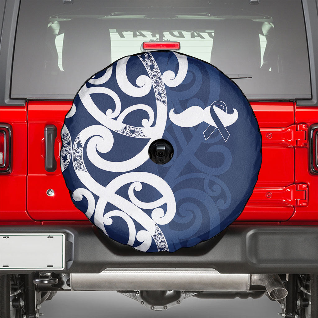 New Zealand Maori Mo Bros Spare Tire Cover Blue Ribbon With Koru Kowhaiwhai