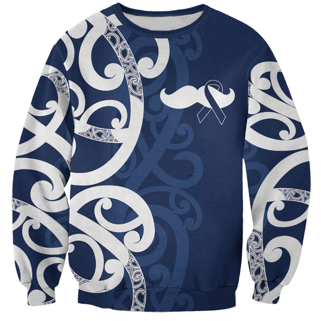New Zealand Maori Mo Bros Sweatshirt Blue Ribbon With Koru Kowhaiwhai