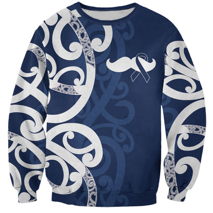 New Zealand Maori Mo Bros Sweatshirt Blue Ribbon With Koru Kowhaiwhai