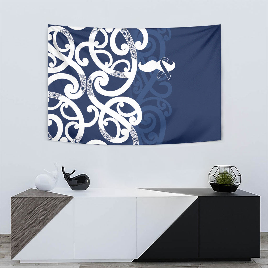 New Zealand Maori Mo Bros Tapestry Blue Ribbon With Koru Kowhaiwhai