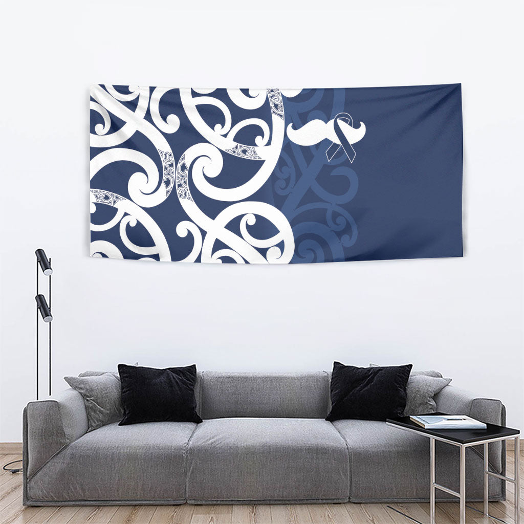 New Zealand Maori Mo Bros Tapestry Blue Ribbon With Koru Kowhaiwhai