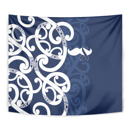 New Zealand Maori Mo Bros Tapestry Blue Ribbon With Koru Kowhaiwhai