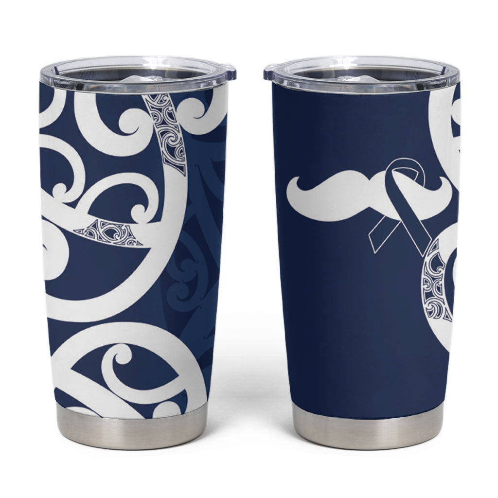 New Zealand Maori Mo Bros Tumbler Cup Blue Ribbon With Koru Kowhaiwhai