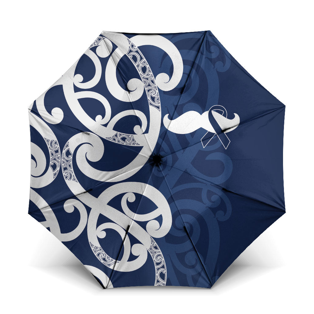 New Zealand Maori Mo Bros Umbrella Blue Ribbon With Koru Kowhaiwhai