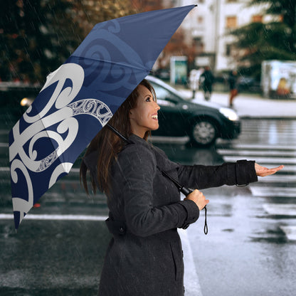 New Zealand Maori Mo Bros Umbrella Blue Ribbon With Koru Kowhaiwhai