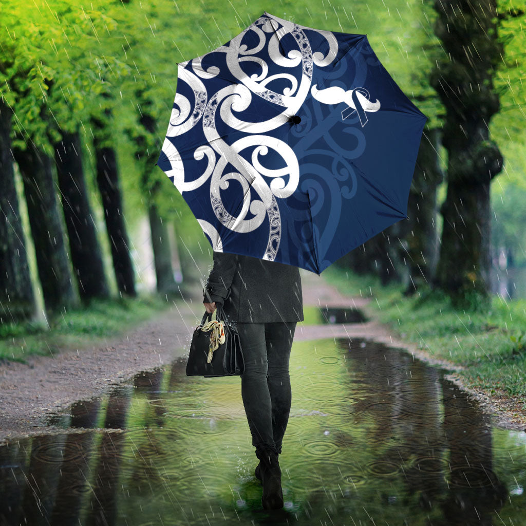New Zealand Maori Mo Bros Umbrella Blue Ribbon With Koru Kowhaiwhai