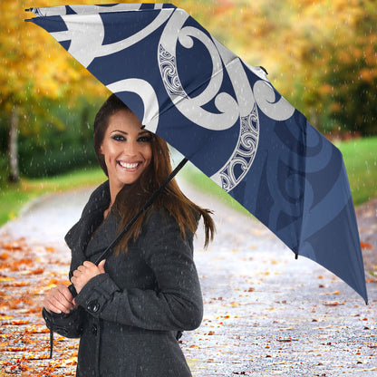 New Zealand Maori Mo Bros Umbrella Blue Ribbon With Koru Kowhaiwhai