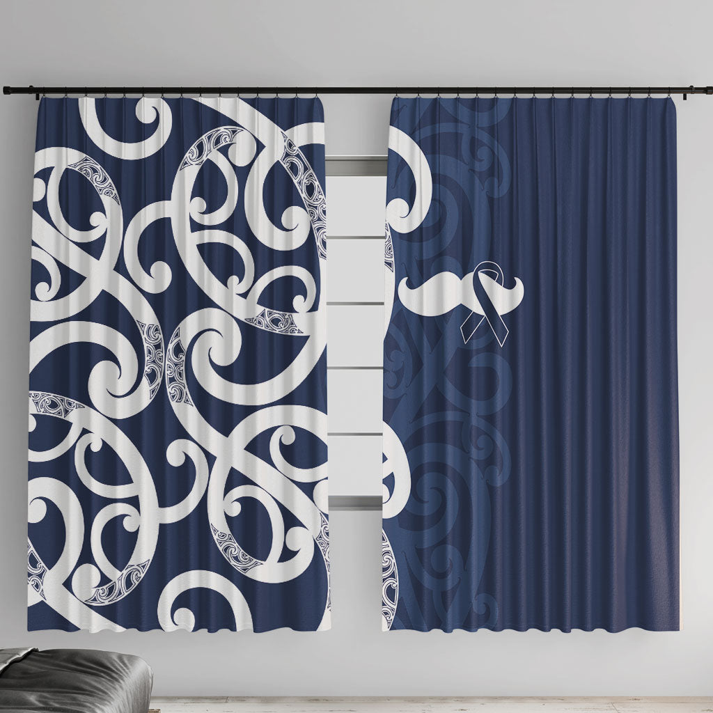 New Zealand Maori Mo Bros Window Curtain Blue Ribbon With Koru Kowhaiwhai
