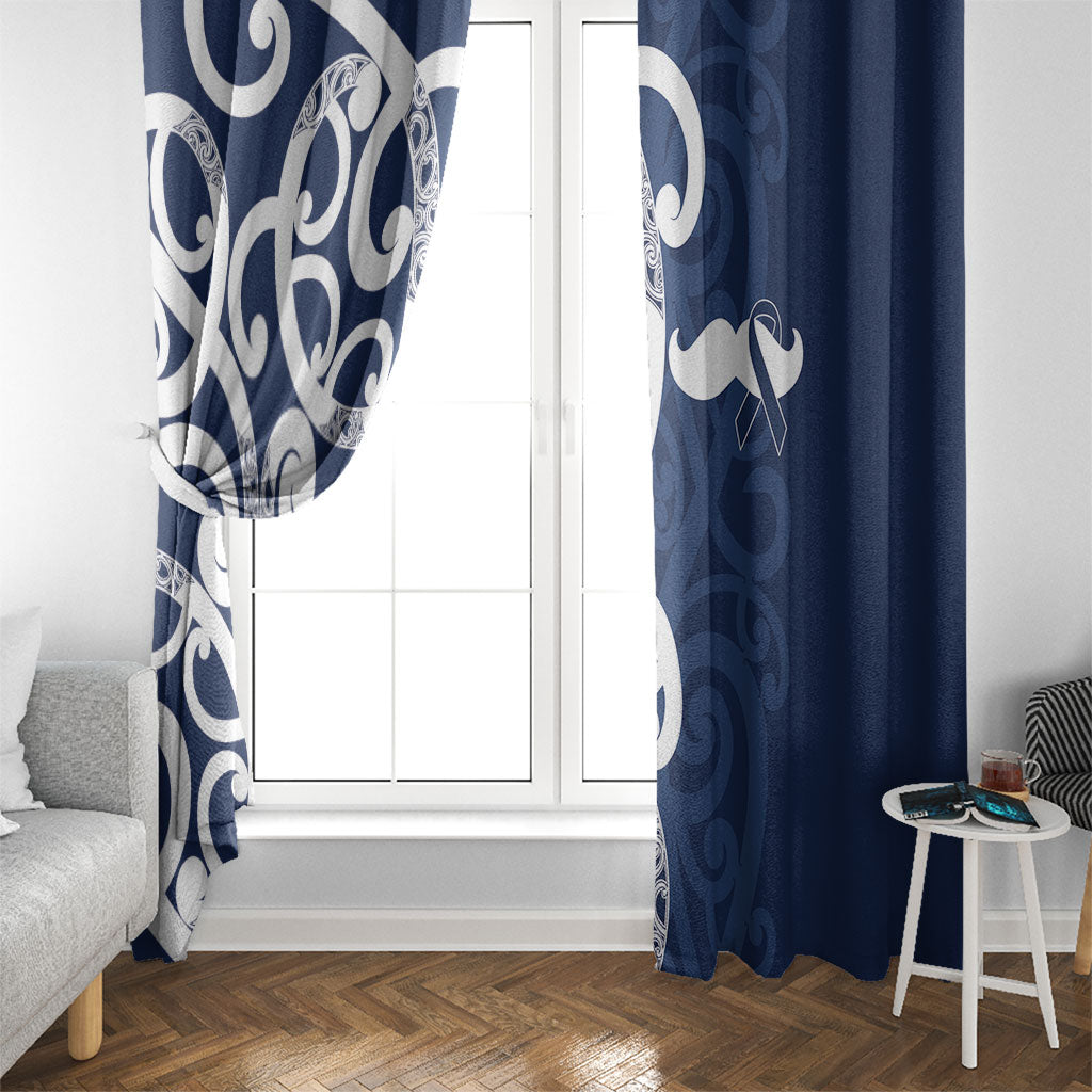 New Zealand Maori Mo Bros Window Curtain Blue Ribbon With Koru Kowhaiwhai