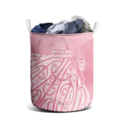 Breast Cancer Pink October Maori Laundry Basket Kia Kaha Kia Maia Kia Manawanui