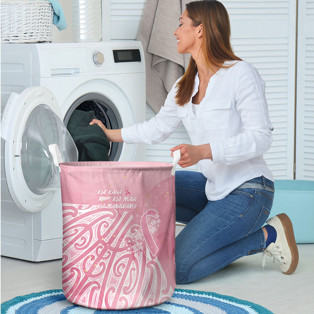 Breast Cancer Pink October Maori Laundry Basket Kia Kaha Kia Maia Kia Manawanui