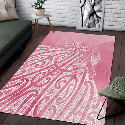 Breast Cancer Pink October Maori Area Rug Kia Kaha Kia Maia Kia Manawanui