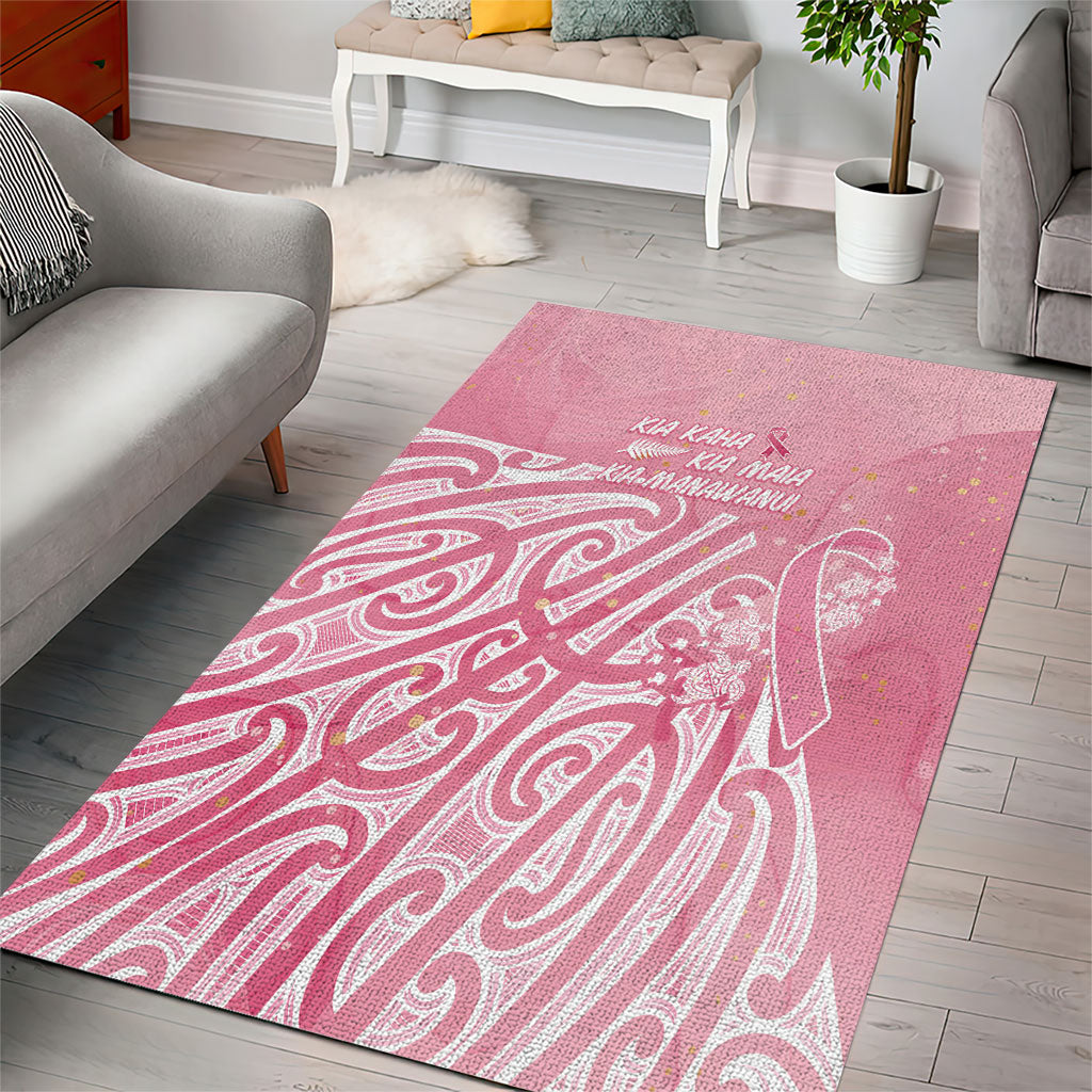 Breast Cancer Pink October Maori Area Rug Kia Kaha Kia Maia Kia Manawanui