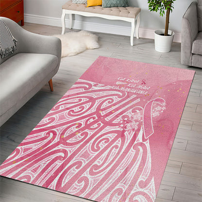 Breast Cancer Pink October Maori Area Rug Kia Kaha Kia Maia Kia Manawanui