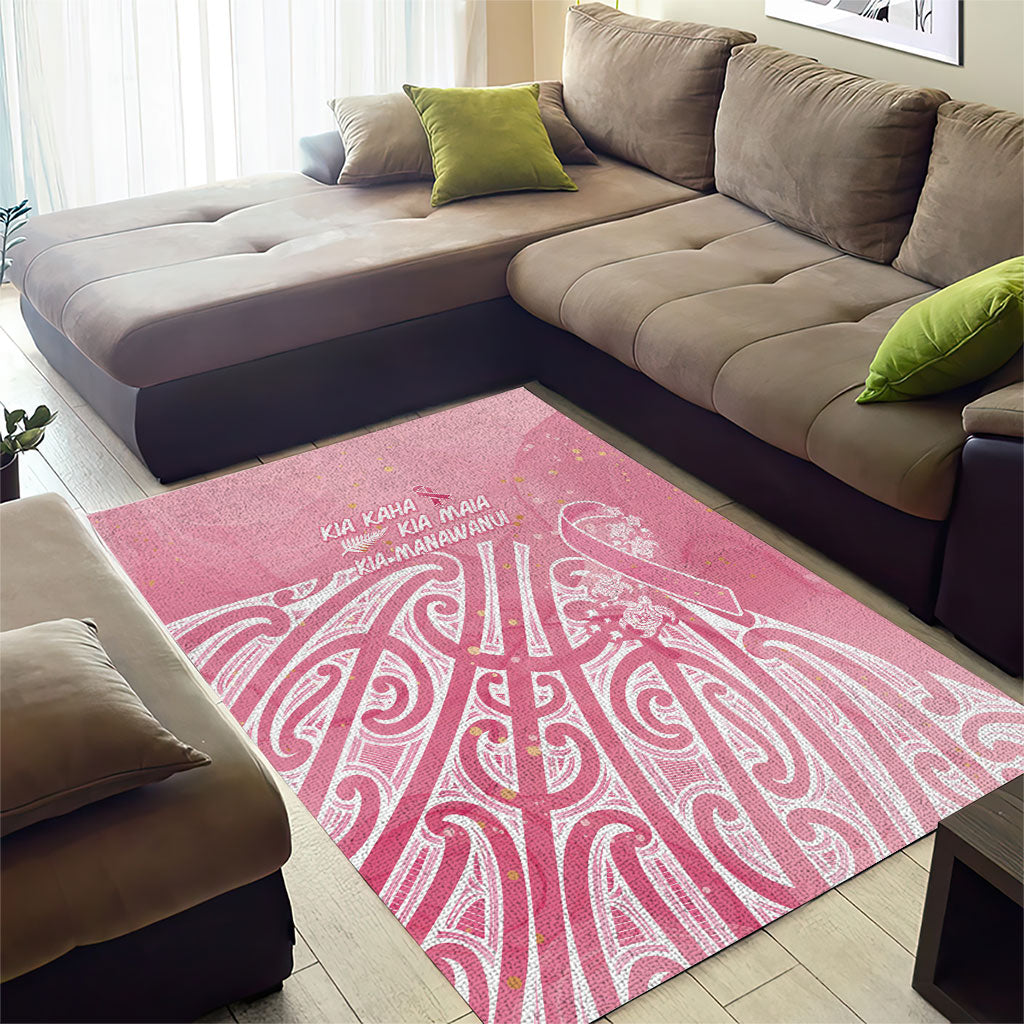Breast Cancer Pink October Maori Area Rug Kia Kaha Kia Maia Kia Manawanui