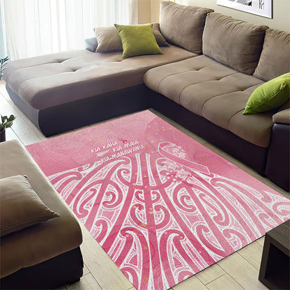 Breast Cancer Pink October Maori Area Rug Kia Kaha Kia Maia Kia Manawanui