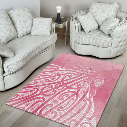 Breast Cancer Pink October Maori Area Rug Kia Kaha Kia Maia Kia Manawanui