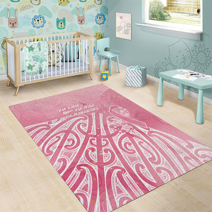 Breast Cancer Pink October Maori Area Rug Kia Kaha Kia Maia Kia Manawanui
