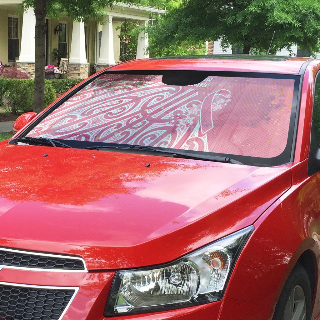 Breast Cancer Pink October Maori Auto Sun Shade Kia Kaha Kia Maia Kia Manawanui