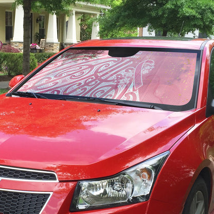 Breast Cancer Pink October Maori Auto Sun Shade Kia Kaha Kia Maia Kia Manawanui
