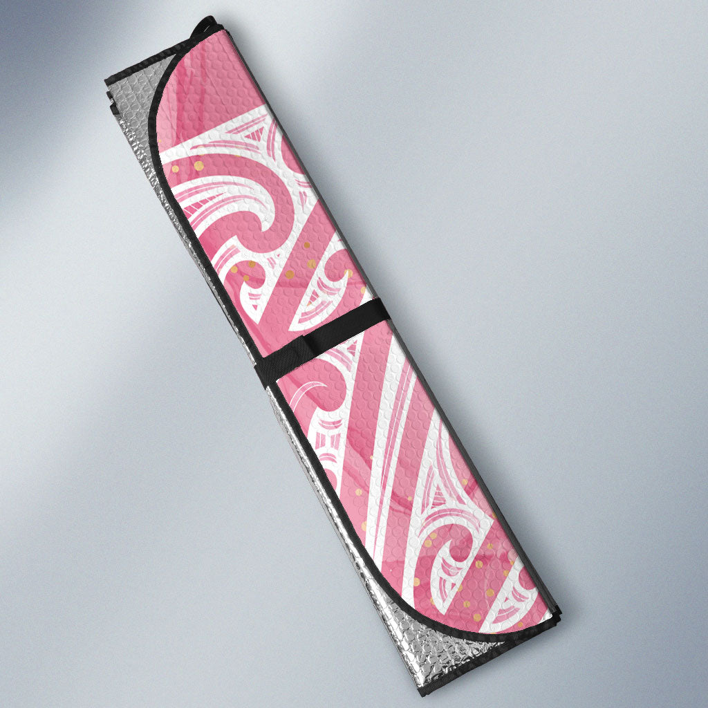 Breast Cancer Pink October Maori Auto Sun Shade Kia Kaha Kia Maia Kia Manawanui