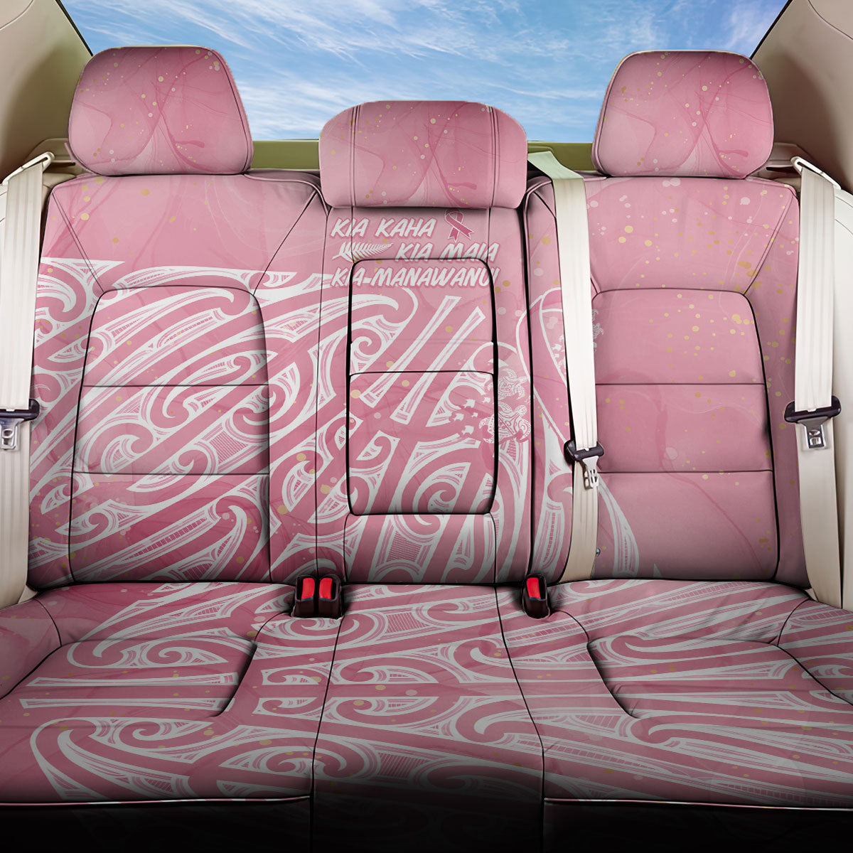 Breast Cancer Pink October Maori Back Car Seat Cover Kia Kaha Kia Maia Kia Manawanui