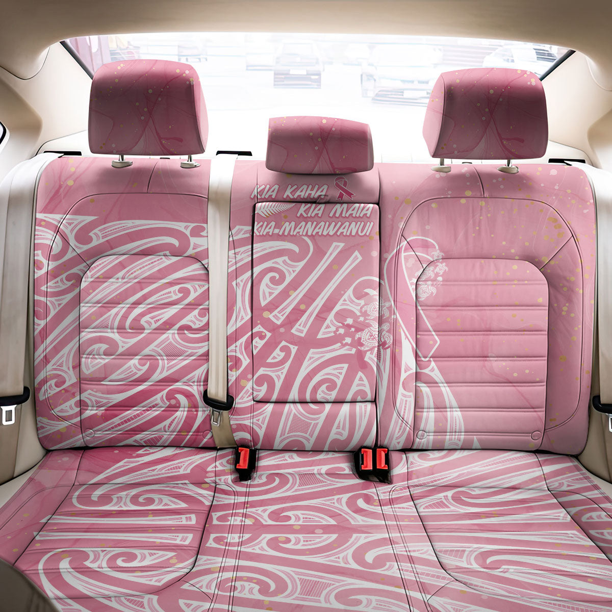 Breast Cancer Pink October Maori Back Car Seat Cover Kia Kaha Kia Maia Kia Manawanui