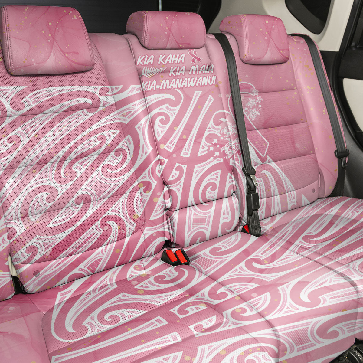 Breast Cancer Pink October Maori Back Car Seat Cover Kia Kaha Kia Maia Kia Manawanui