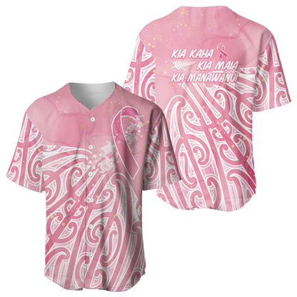 Breast Cancer Pink October Maori Baseball Jersey Kia Kaha Kia Maia Kia Manawanui
