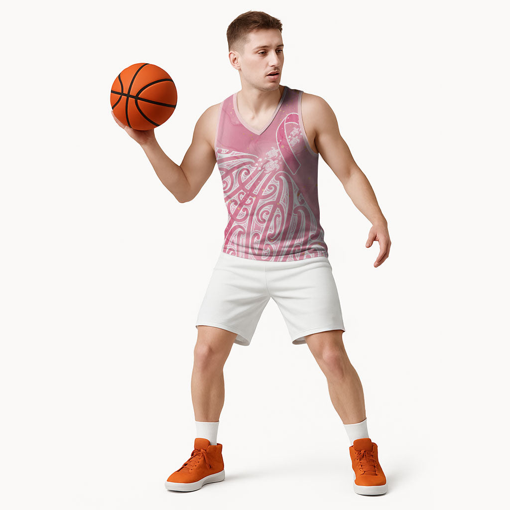 Breast Cancer Pink October Maori Basketball Jersey Kia Kaha Kia Maia Kia Manawanui