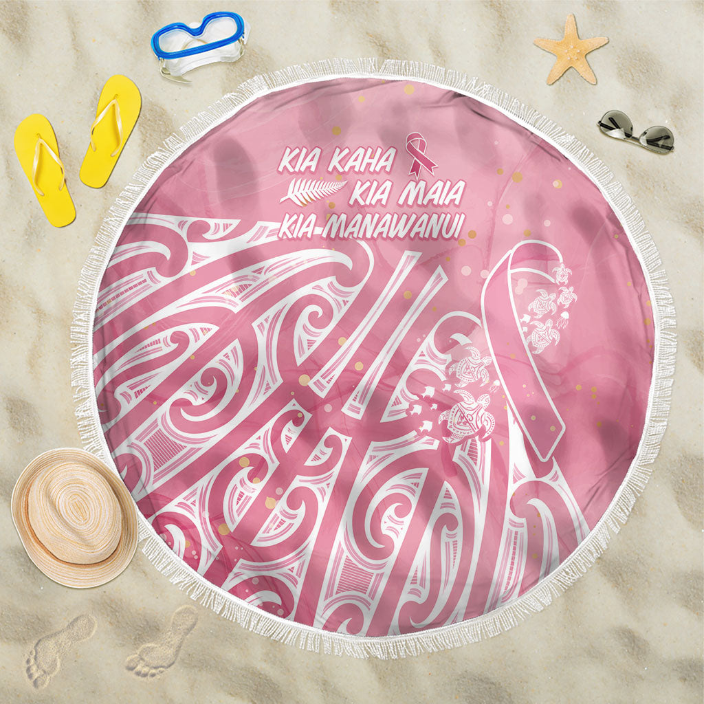 Breast Cancer Pink October Maori Beach Blanket Kia Kaha Kia Maia Kia Manawanui