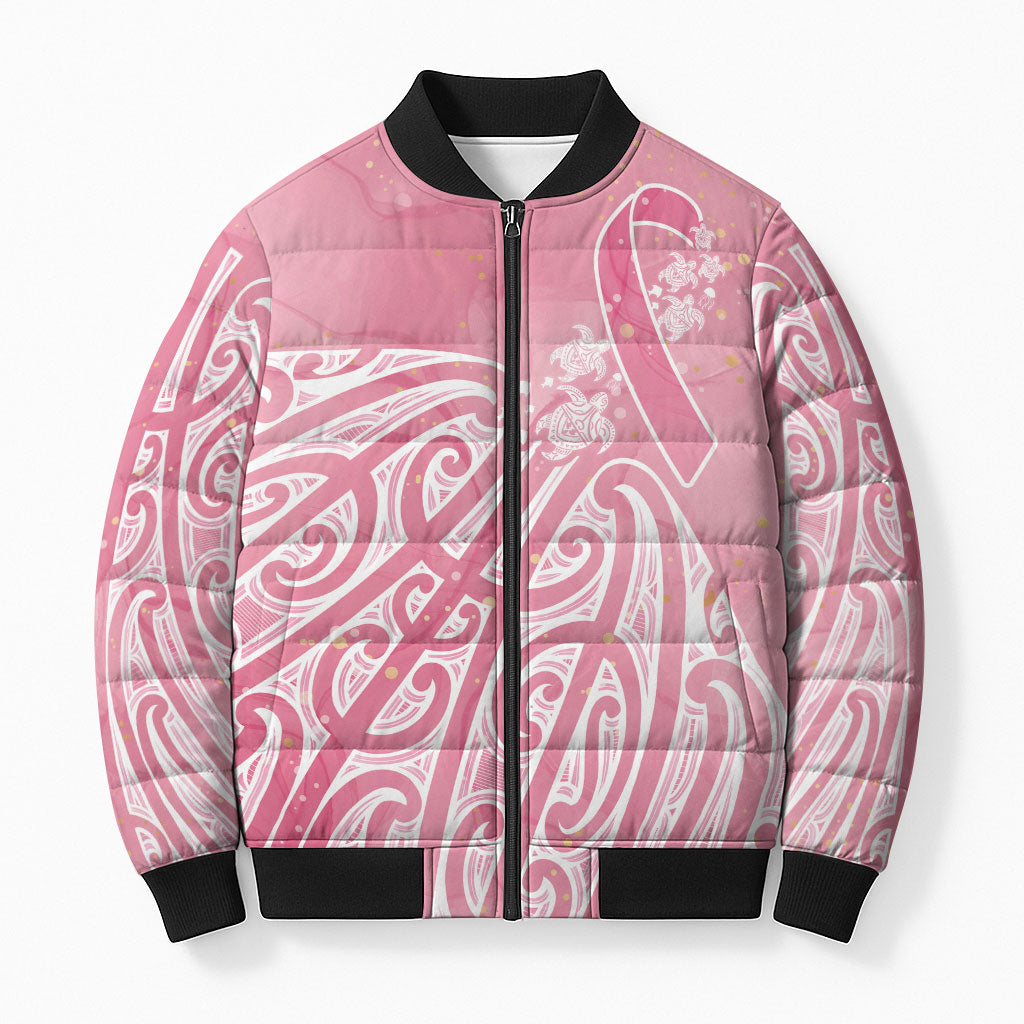 Breast Cancer Pink October Maori Bomber Puffer Jacket Kia Kaha Kia Maia Kia Manawanui