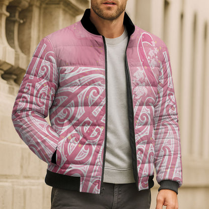 Breast Cancer Pink October Maori Bomber Puffer Jacket Kia Kaha Kia Maia Kia Manawanui