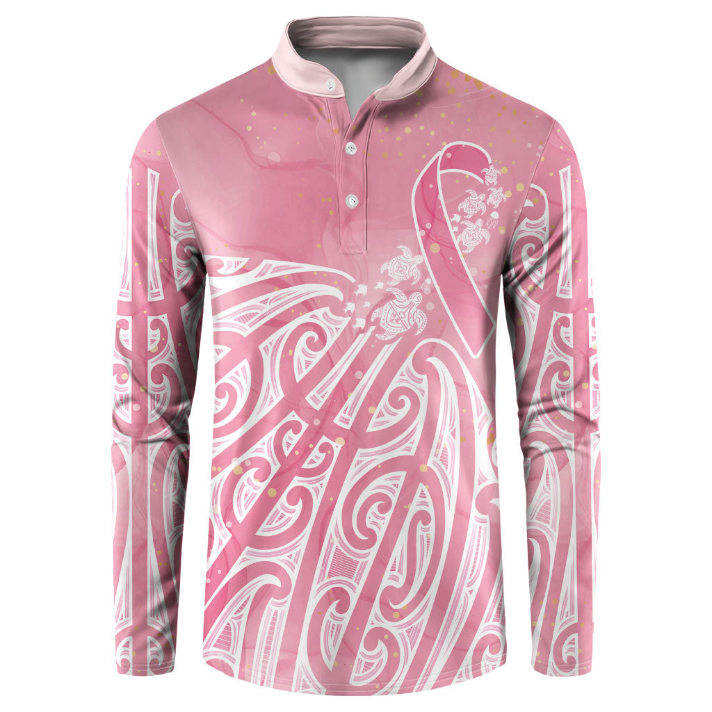 Breast Cancer Pink October Maori Button Sweatshirt Kia Kaha Kia Maia Kia Manawanui