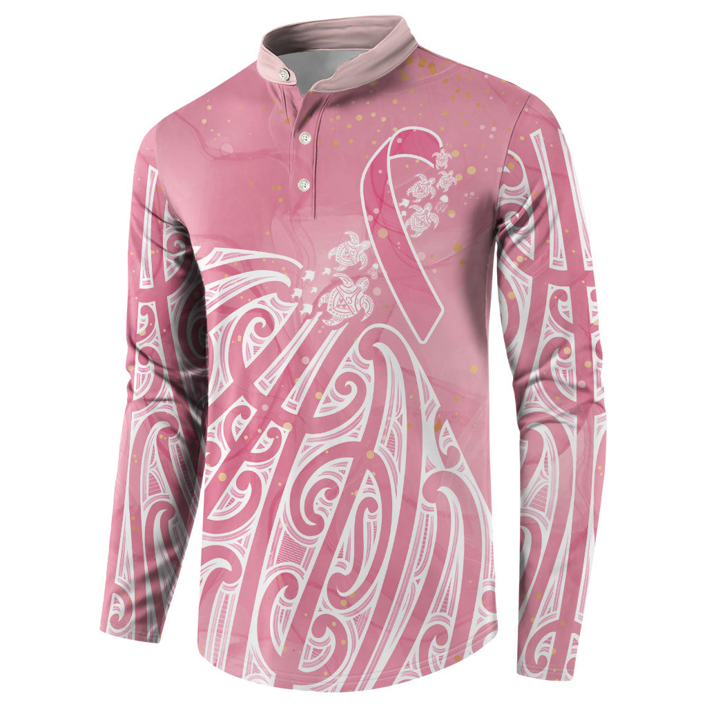 Breast Cancer Pink October Maori Button Sweatshirt Kia Kaha Kia Maia Kia Manawanui