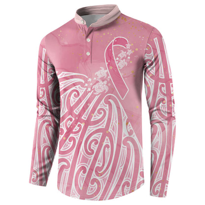 Breast Cancer Pink October Maori Button Sweatshirt Kia Kaha Kia Maia Kia Manawanui