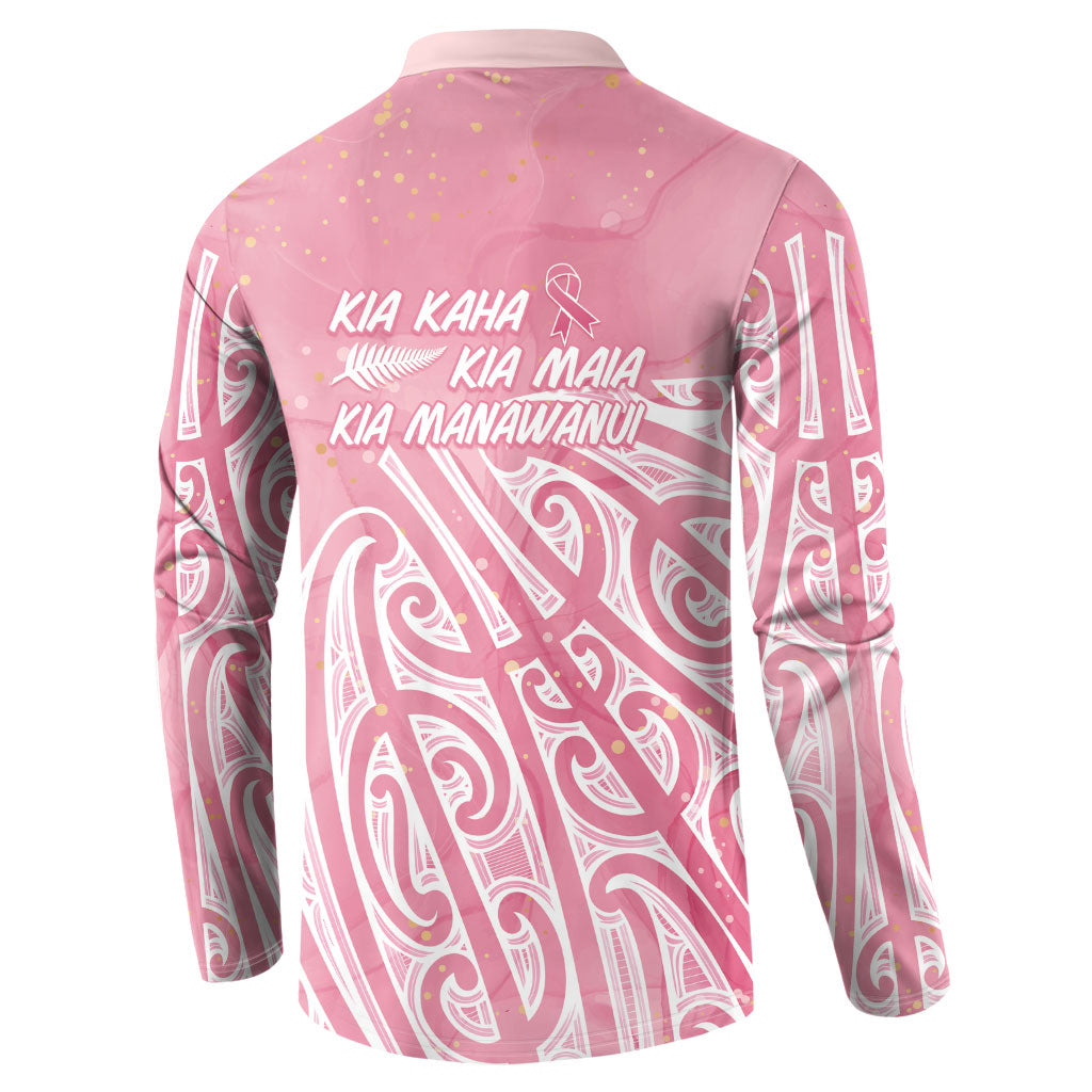 Breast Cancer Pink October Maori Button Sweatshirt Kia Kaha Kia Maia Kia Manawanui