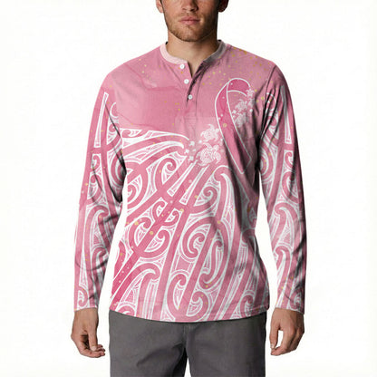 Breast Cancer Pink October Maori Button Sweatshirt Kia Kaha Kia Maia Kia Manawanui