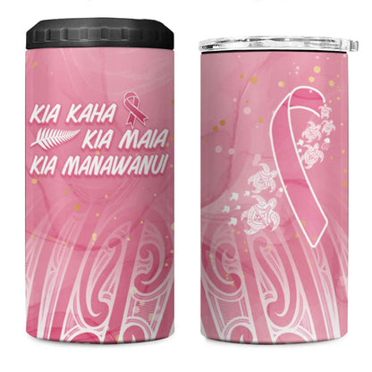 Breast Cancer Pink October Maori 4 in 1 Can Cooler Tumbler Kia Kaha Kia Maia Kia Manawanui