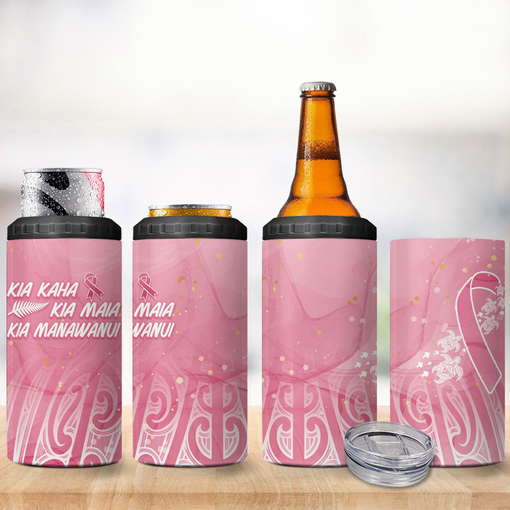 Breast Cancer Pink October Maori 4 in 1 Can Cooler Tumbler Kia Kaha Kia Maia Kia Manawanui