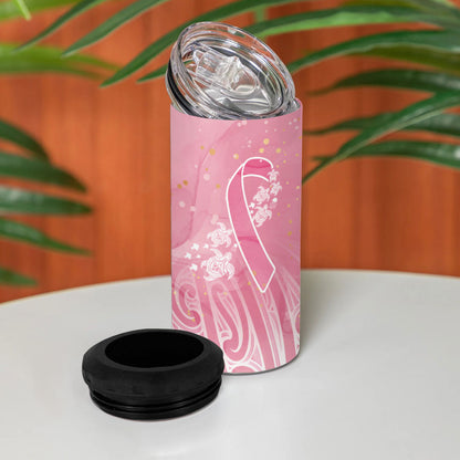 Breast Cancer Pink October Maori 4 in 1 Can Cooler Tumbler Kia Kaha Kia Maia Kia Manawanui
