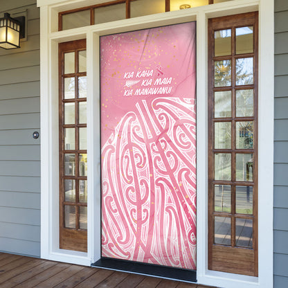 Breast Cancer Pink October Maori Door Cover Kia Kaha Kia Maia Kia Manawanui