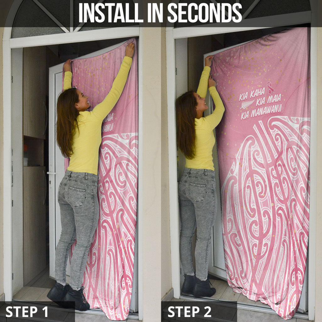 Breast Cancer Pink October Maori Door Cover Kia Kaha Kia Maia Kia Manawanui