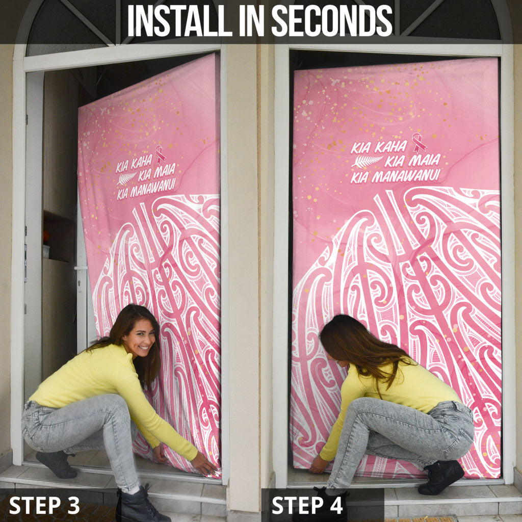 Breast Cancer Pink October Maori Door Cover Kia Kaha Kia Maia Kia Manawanui