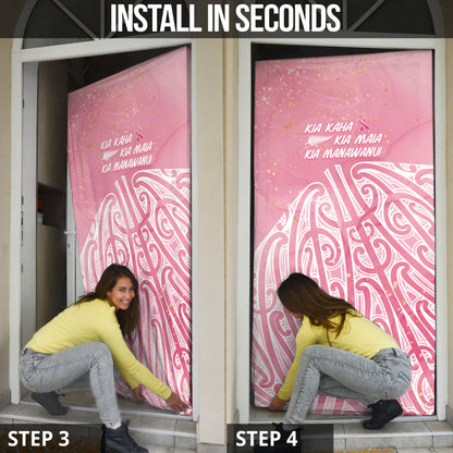Breast Cancer Pink October Maori Door Cover Kia Kaha Kia Maia Kia Manawanui