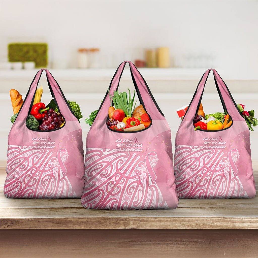 Breast Cancer Pink October Maori Grocery Bag Kia Kaha Kia Maia Kia Manawanui