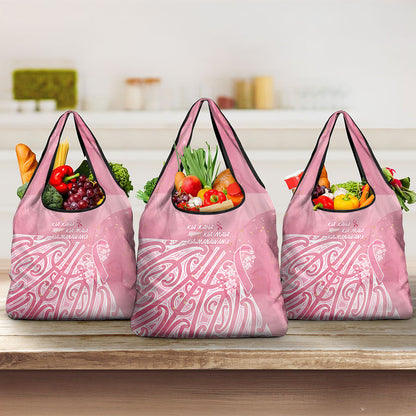 Breast Cancer Pink October Maori Grocery Bag Kia Kaha Kia Maia Kia Manawanui