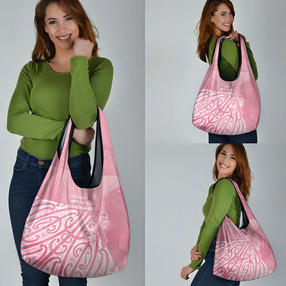 Breast Cancer Pink October Maori Grocery Bag Kia Kaha Kia Maia Kia Manawanui