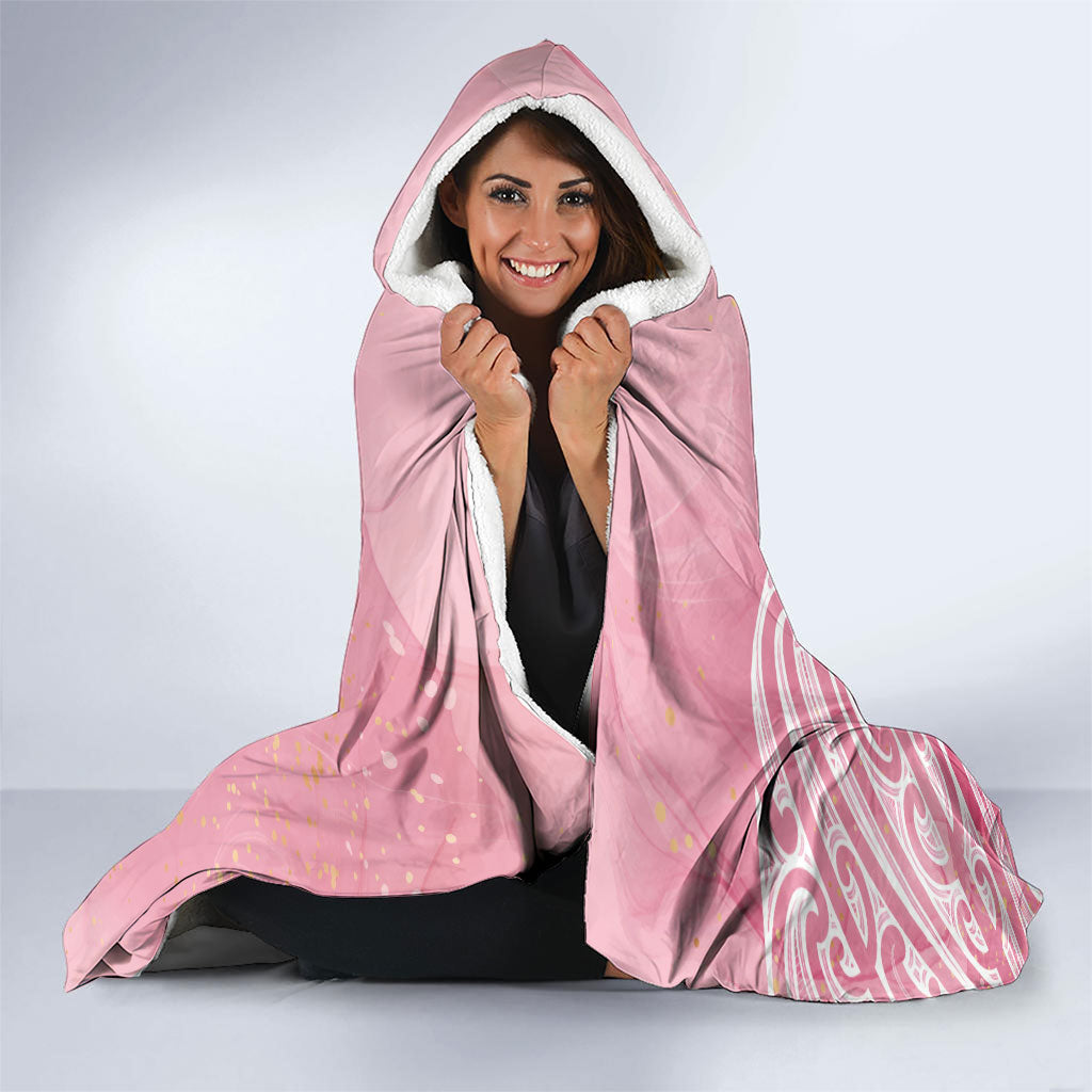 Breast Cancer Pink October Maori Hooded Blanket Kia Kaha Kia Maia Kia Manawanui