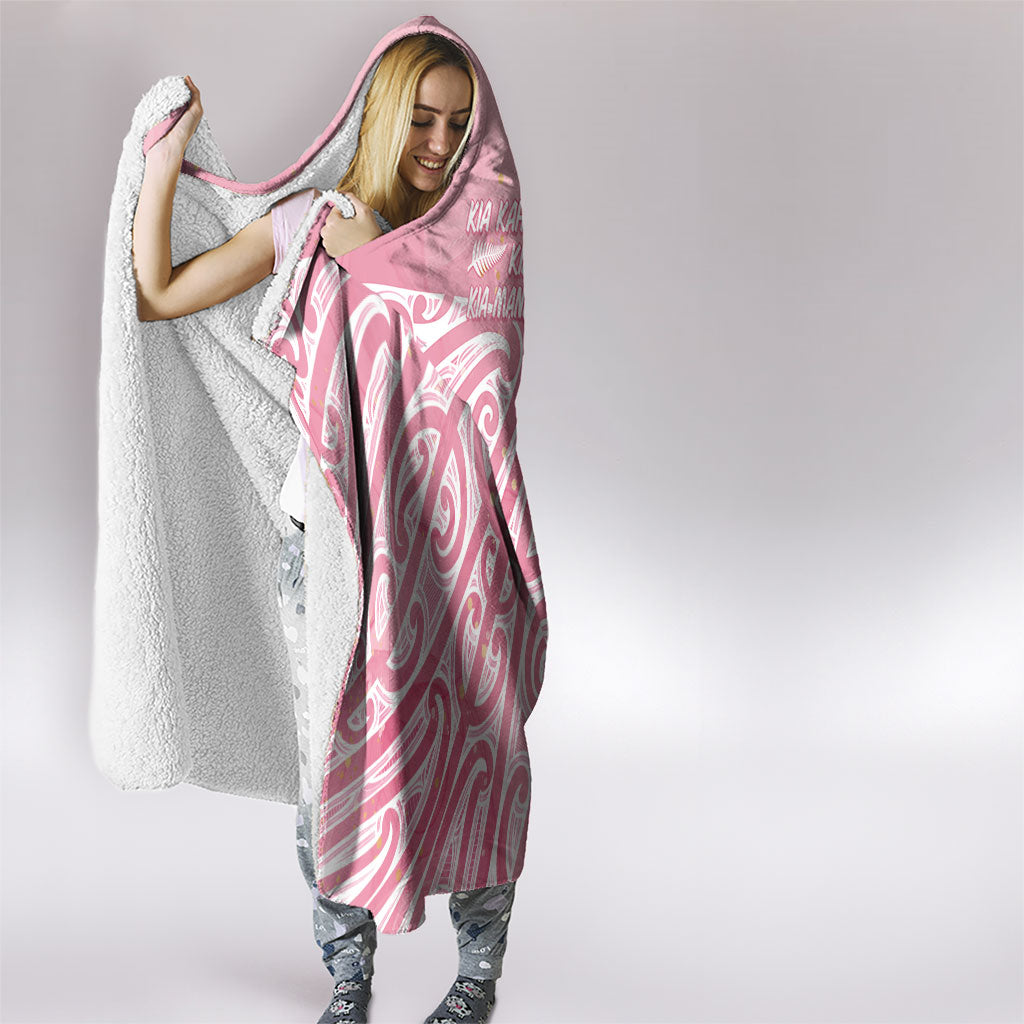 Breast Cancer Pink October Maori Hooded Blanket Kia Kaha Kia Maia Kia Manawanui